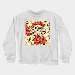 Skull red roses Crewneck Sweatshirt